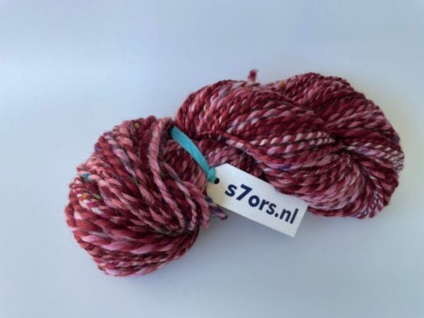 Hand spun yarn chunky weight. Merino, Alpaca and sari silk.