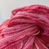 Hand dyed super wash Merino and bamboo sock yarn ‘strawberries’.
