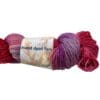 Hand dyed super wash Merino, nylon and stellina sockyarn. In red, blue and purple.
