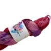 Hand dyed super wash Merino, nylon and stellina sockyarn. In red, blue and purple.