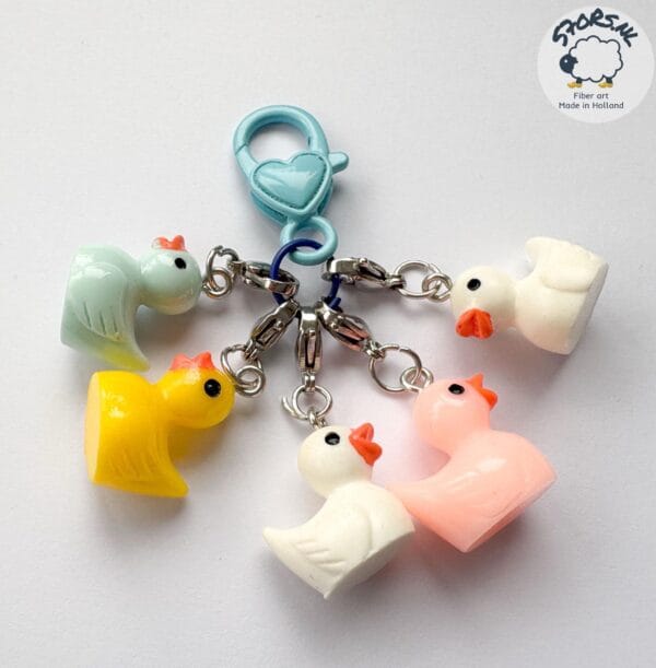 Five Stitch Markers with Colorful Rubber Ducks.