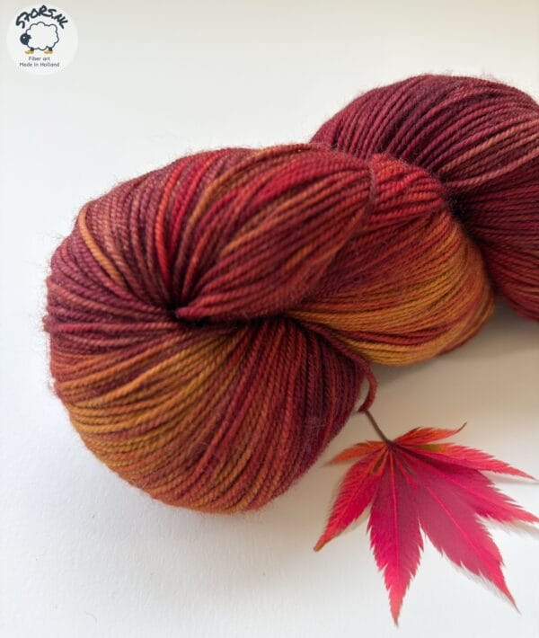 8b0bc293-B0f6-4237-8e7a-91ac4105ef24 Red Acer - Hand-Dyed Merino Sock or DK Yarn