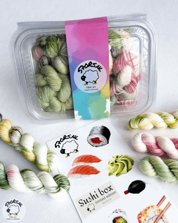 Untitled Mini skein set sock yarn 'Sushi Box' 100g handgeverfd garen